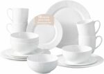 16 Piece Bone China Dinnerware Sets with Mugs,White Plates and Bowls Sets for 4,... - Image 2
