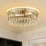 17.3" Black K9 Crystal Raindrop Flush Mount Ceiling Light, Modern Chandelier, Ro... - Image 2