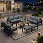 Outdoor Patio Furniture Set 7 Pieces Luxury Aluminum Patio Conversation Set with... - Image 3