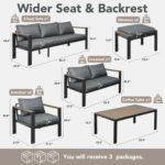 Outdoor Patio Furniture Set 7 Pieces Luxury Aluminum Patio Conversation Set with... - Image 5