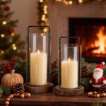 Houmury Farmhouse Candle Holder Decor Boho Glass Hurricane Lantern for Table Cen... - Image 5