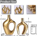 Gold Hollow Ceramic Vases Set of 2 - Modern Nordic Boho ins Style Decor Vases, P... - Image 3