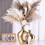 Gold Hollow Ceramic Vases Set of 2 - Modern Nordic Boho ins Style Decor Vases, P... - Image 4