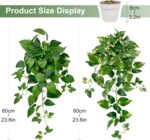 Artificial Hanging Plants with White Pots –2 Pack Fake Pothos Potted Plants Faux... - Image 3