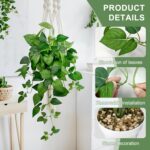 Artificial Hanging Plants with White Pots –2 Pack Fake Pothos Potted Plants Faux... - Image 4