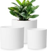 Large Plant Pots Set of 3 – 8", 9", 10" Indoor Flower Pots with Drainage Holes a... - Image 7