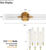 KUZZULL Wall Sconces Set of Two Brushed Brass Gold Sconces Lighting with Clear G... - Image 3