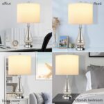 Glass Table Lamps Set of 2, Modern 23.5” High Hand-Applied Silver Mercury Glass ... - Image 4