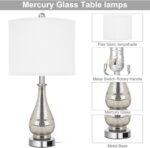 Glass Table Lamps Set of 2, Modern 23.5” High Hand-Applied Silver Mercury Glass ... - Image 5