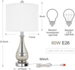Glass Table Lamps Set of 2, Modern 23.5” High Hand-Applied Silver Mercury Glass ... - Image 6