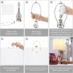 Glass Table Lamps Set of 2, Modern 23.5” High Hand-Applied Silver Mercury Glass ... - Image 8