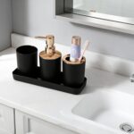 9 Pieces Black Bathroom Accessories Set, Gorgeous Bathroom Set, Trash Can, Toile... - Image 4