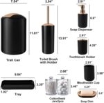 9 Pieces Black Bathroom Accessories Set, Gorgeous Bathroom Set, Trash Can, Toile... - Image 8