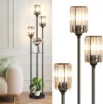Crystal Floor Lamps for Living Room, Glass Modern Floor Lamp with Shelves, Mid C... - Image 7