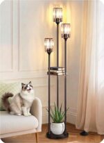 Crystal Floor Lamps for Living Room, Glass Modern Floor Lamp with Shelves, Mid C... - Image 8