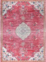 Beverly Rug Non Slip Rugs 6x9 Boho Medallion Floral Non Skid Rubber Backing Easy... - Image 3