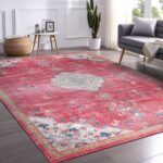 Beverly Rug Non Slip Rugs 6x9 Boho Medallion Floral Non Skid Rubber Backing Easy... - Image 6