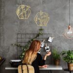 Peryiter 3 Pcs Metal Flower Wall Decor Minimalist Floral Wall Hanging Decor Meta... - Image 6