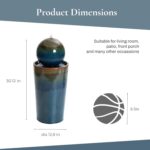 LuxenHome 30" Water Fountain Outdoor and Indoor, Glazed Blue Bubbling Sphere Cer... - Image 4