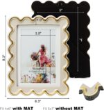 5x7 Picture Frame in Beige with Shinning Gold Wavy Edge, Resin Frame with Real G... - Image 5