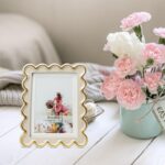 5x7 Picture Frame in Beige with Shinning Gold Wavy Edge, Resin Frame with Real G... - Image 7