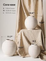 Large White Ceramic Vase - 9.8 Inch Rustic Farmhouse Flower Vase for Home Decor,... - Image 3