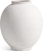 Large White Ceramic Vase - 9.8 Inch Rustic Farmhouse Flower Vase for Home Decor,... - Image 4
