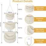 Boho Style Handwoven Rope Hanging Basket - 3-Tier Detachable Storage Organizer f... - Image 3