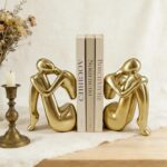 Girl Abstract Thinker Bookends for Shelves, Modern Decorative Resin Book Ends fo... - Image 4