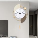 FILLOVE Large Decorative Wall Clock with Pendulum for Living Room, Matte White H... - Image 3