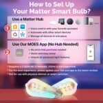 MOES Matter WiFi ST64 Edison Smart Bulbs, Color Changing Light Bulb, 16 Million ... - Image 3