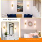Gold Wall Sconces Set of 2-2-Light Bathroom Sconces Wall Lighting with White Cyl... - Image 6