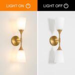 Gold Wall Sconces Set of 2-2-Light Bathroom Sconces Wall Lighting with White Cyl... - Image 7
