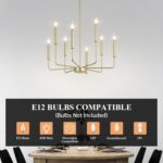 Qamra Modern Farmhouse Gold Chandelier for Dining Room, 8-Light Rustic Candle Ch... - Image 5
