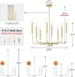 Qamra Modern Farmhouse Gold Chandelier for Dining Room, 8-Light Rustic Candle Ch... - Image 6