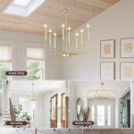 Qamra Modern Farmhouse Gold Chandelier for Dining Room, 8-Light Rustic Candle Ch... - Image 8