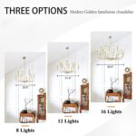 Qamra Modern Farmhouse Gold Chandelier for Dining Room, 8-Light Rustic Candle Ch... - Image 9