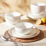 KINGSTONE 12-Piece Bone China Dinnerware Set for 4, Lightweight Porcelain Round ... - Image 3