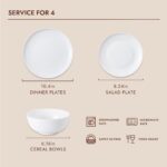 KINGSTONE 12-Piece Bone China Dinnerware Set for 4, Lightweight Porcelain Round ... - Image 4