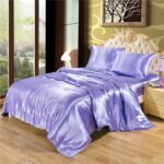 Hotel Quality Solid Lilac/Lavender Duvet Cover Set King Size Silk Like Satin Bed... - Image 3