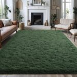 Fluffy Dark Green 8x10 Large Area Rugs for Living Room, Soft Plush Rug for Livin... - Image 3