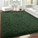 Fluffy Dark Green 8x10 Large Area Rugs for Living Room, Soft Plush Rug for Livin... - Image 4