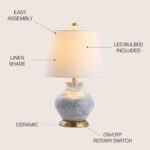 JONATHAN Y 20.5" Blue/White Marbleized Ceramic Table Lamp, Contemporary Traditio... - Image 3