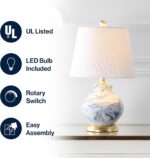 JONATHAN Y 20.5" Blue/White Marbleized Ceramic Table Lamp, Contemporary Traditio... - Image 4