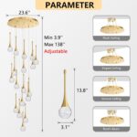 18 Light Modern Glam Crystal Chandelier for High Ceiling LED Dimmable Ceiling Pe... - Image 3