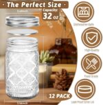 32 oz Mason Jars with Airtight Lids and Bands, 12-Pack with Wide Mouth, Rustic S... - Image 4