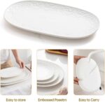 Oval Embossed Serving Platter Set, Stackable Serving Tray, Ceramics White Servin... - Image 5
