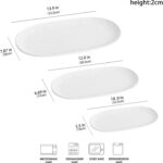 Oval Embossed Serving Platter Set, Stackable Serving Tray, Ceramics White Servin... - Image 6