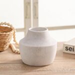 Mitt&Ditt Ceramic Flower Vase, 5.3 inch Off-White Farmhouse Rustic Vase, Handcra... - Image 3