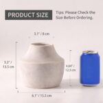 Mitt&Ditt Ceramic Flower Vase, 5.3 inch Off-White Farmhouse Rustic Vase, Handcra... - Image 4